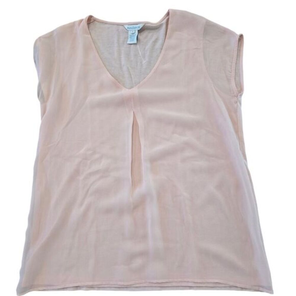 Sundance Blush Pink Silk V Neck Short‎ Sleeve 100% Silk Tee Shirt